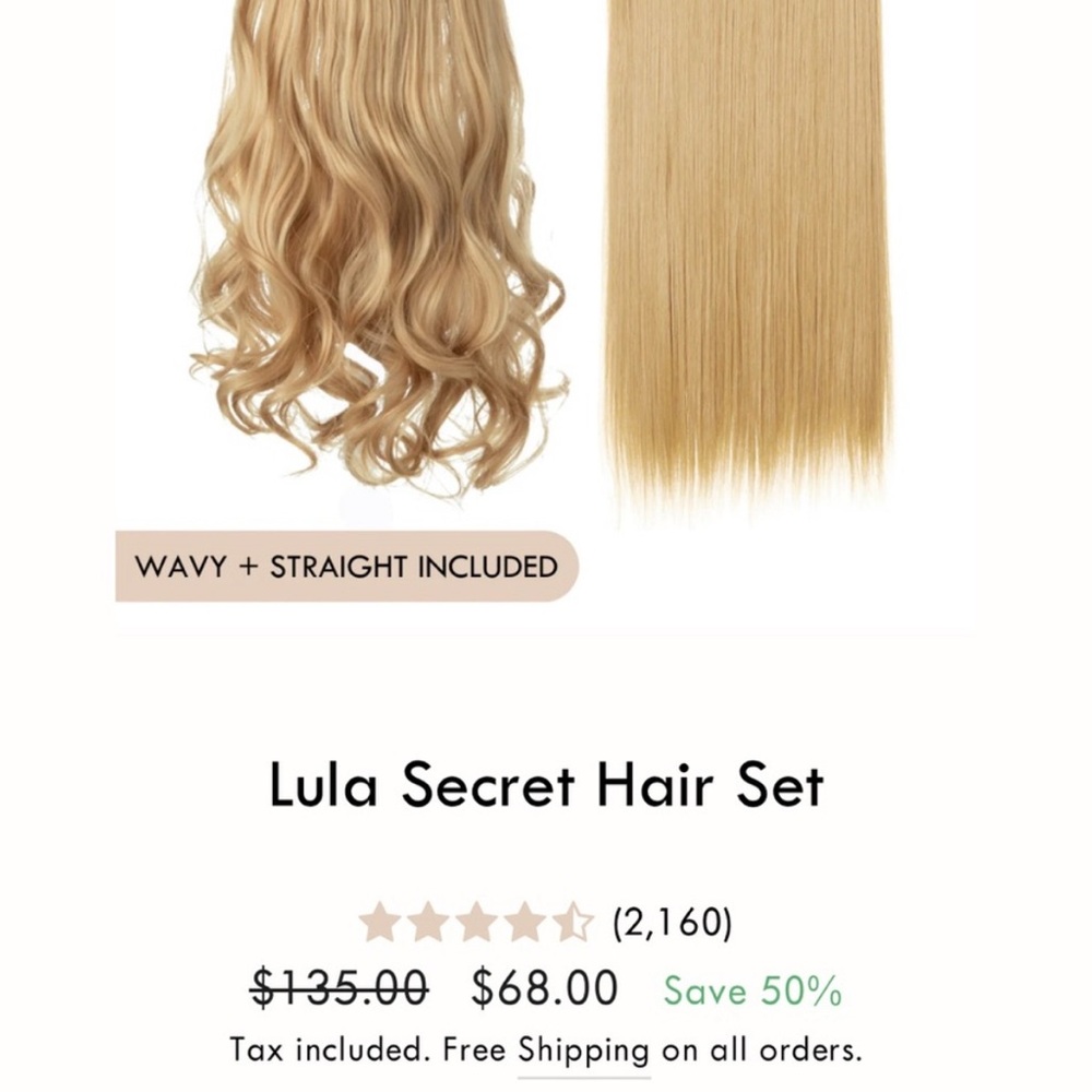 LULA HAIR EXTENSIONS - never worn, one package only opened to see color.